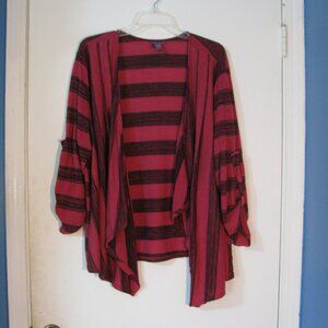 * Beverly Drive Cardigan Plus Size 20 22 22W Open Front Sweater Knit Stripes Exc
